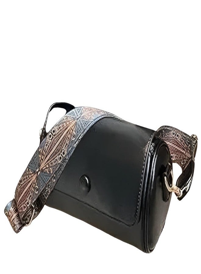 AKSUTI Women's Crossbody Bag, Black Faux Leather, Shoulder Strap, Medium Size (Black) - Image 1